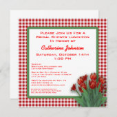 Red Tulips Gingham Gecontroleerd Vrijgezellenfeest Kaart (Voorkant / Achterkant)