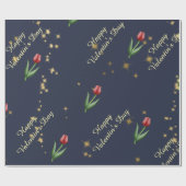 Red Tulips & Gold Stars Gorgeous  Cadeaupapier (Vlak)