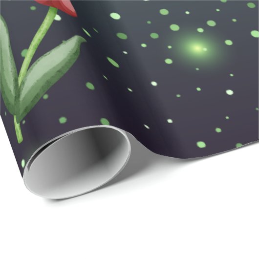 Red Tulips & Green Sparkle Gradient Gorgeous Cadeaupapier (Rol Hoek)