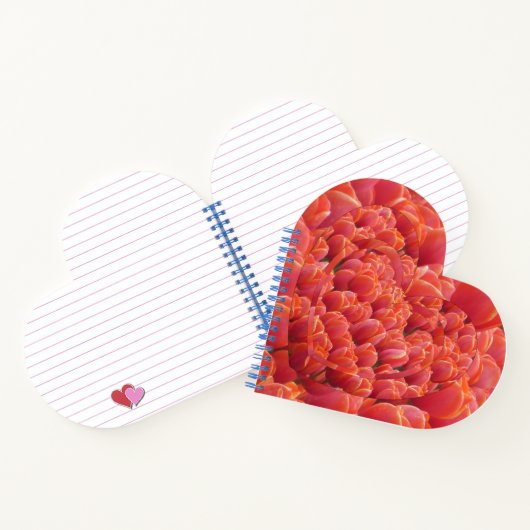 Red Tulips Hearts Spiral notebook Heart Shaped Notitieboek (Binnen)