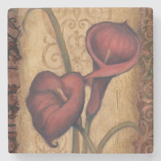 Red Tulips II Stenen Onderzetter (Voorkant)