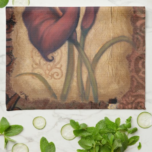 Red Tulips II Theedoek (Gevouwen)