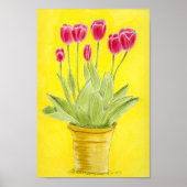 Red tulips in a pot  poster (Voorkant)