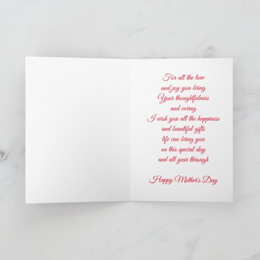 Red Tulips Moederdag Kaart (Binnen)