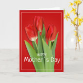 Red Tulips Moederdag Kaart (Gele Bloem)