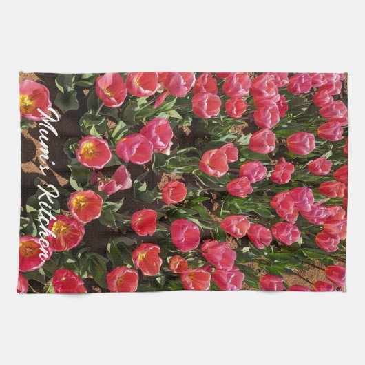 Red Tulips Mum's Kitchen Tea Towel Theedoek (Horizontaal)