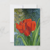 Red Tulips Note Card - Oorspronkelijke illustratie Bedankkaart (Voorkant)