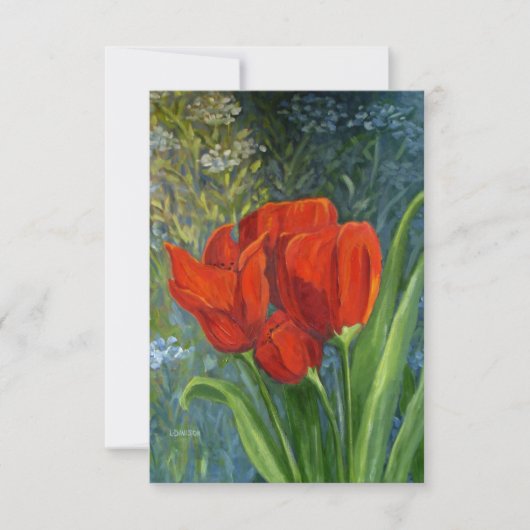 Red Tulips Note Card - Oorspronkelijke illustratie Bedankkaart (Voorkant)