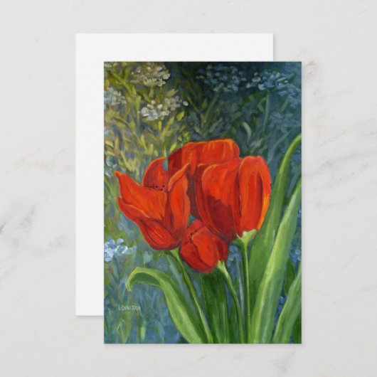 Red Tulips Note Card - Oorspronkelijke illustratie Bedankkaart (Voorkant / Achterkant)