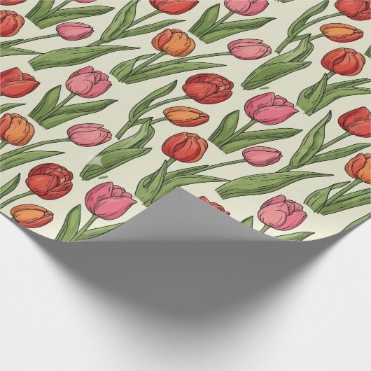 Red Tulips-ontwerp Cadeaupapier (Hoek)