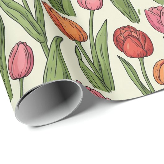 Red Tulips-ontwerp Cadeaupapier (Rol Hoek)