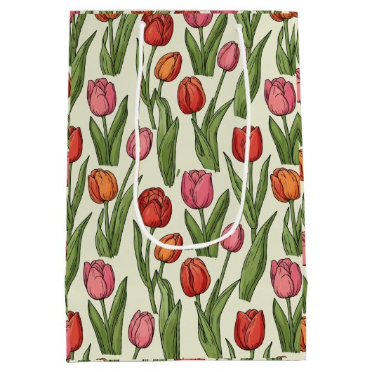 Red Tulips-ontwerp Medium Cadeauzakje (Achterkant)