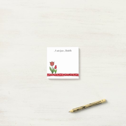 Red Tulips op maat 3 x 3 Post-it® Notes (Op bureau)