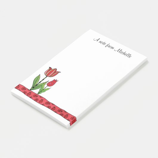 Red Tulips op maat 4 x 6 Post-it® Notes (Schuin)