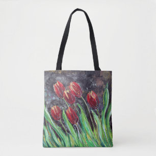 Red Tulips Original Art Flower Canvas tas