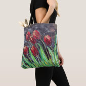 Red Tulips Original Art Flower Canvas tas (Dichtbij)