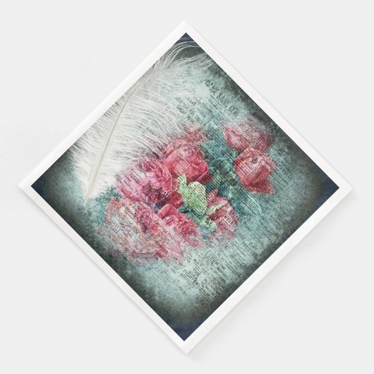 Red Tulips Ostrich Feather Ephemeral-ontkoppeling Servet (Hoek)