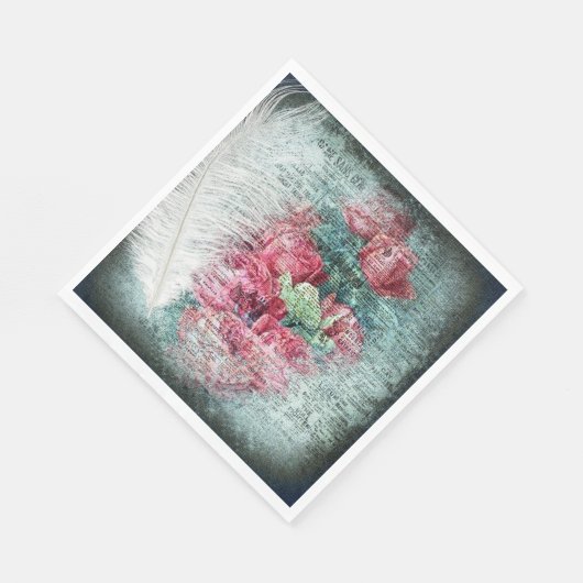 Red Tulips Ostrich Feather Ephemeral-ontkoppeling Servet (Hoek)