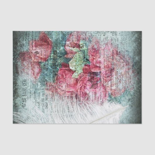 Red Tulips Ostrich Feather Ephemeral-ontkoppeling Tissuepapier (Voorkant)