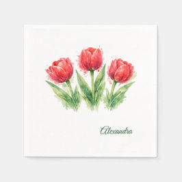 Red Tulips Paper Cup Servet
