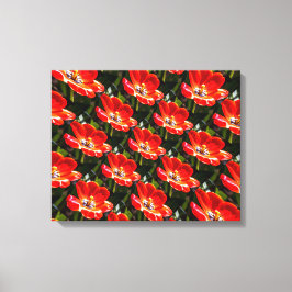 Red Tulips Patroon Canvas Afdruk