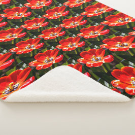 Red Tulips Patroon Sherpa Deken