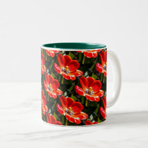 Red Tulips Patroon Tweekleurige Koffiemok