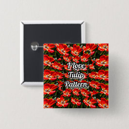 Red Tulips Patroon Vierkante Button 5,1 Cm