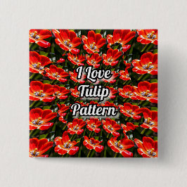 Red Tulips Patroon Vierkante Button 5,1 Cm