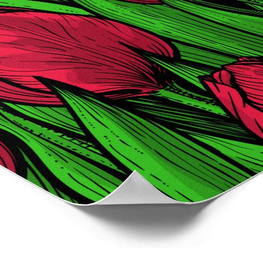 Red tulips poster (Hoek)