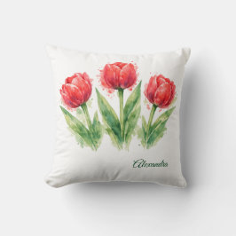 Red Tulips Throw Pillow Kussen