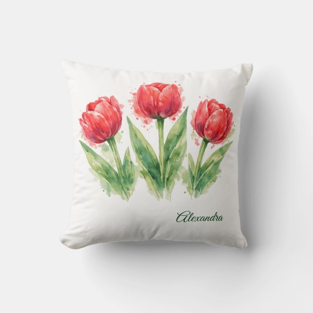 Red Tulips Throw Pillow Kussen (Voorkant)