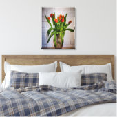 Red Tulips White Brick Wall Canvas Afdruk (Insitu (Slaapkamer))