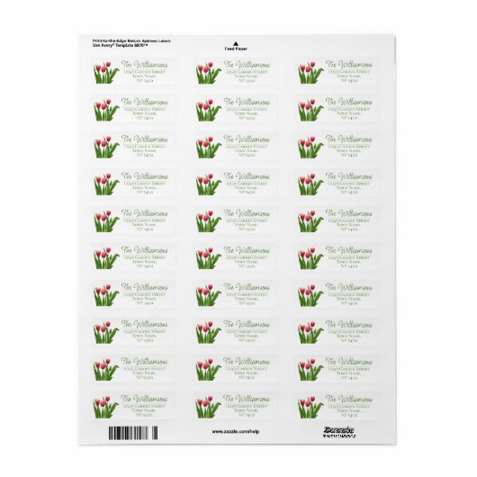 Red Tulips with Greenery Etiket (Full Sheet)