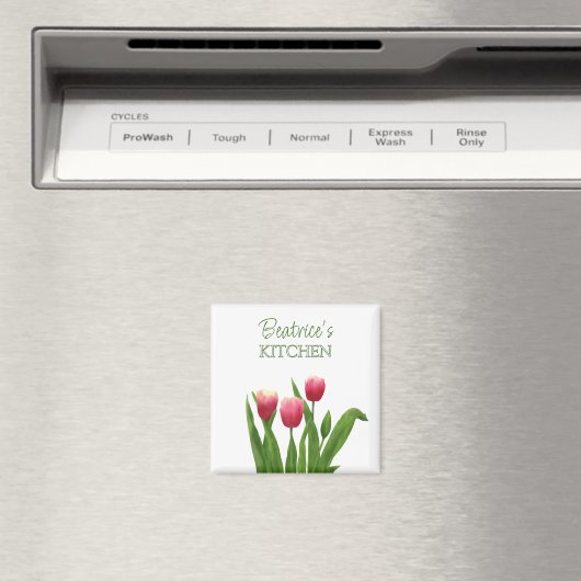 Red Tulips with Greenery Magneet (Insitu (Vaatwasser))