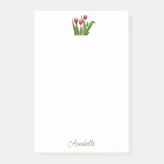 Red Tulips with Greenery Post-it® Notes (Voorkant)