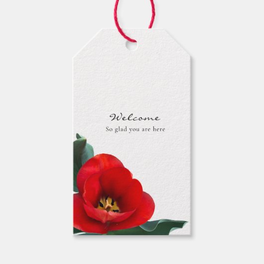 Red Tulp Double Sided CadeauLabel (Voorkant)