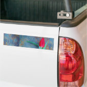 Red Tulp op blauw grijze laat Bumpersticker (Op Truck)