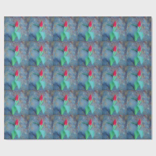 Red Tulp op blauw grijze laat Cadeaupapier (Vlak)