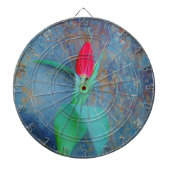 Red Tulp op blauw grijze laat Dartbord (Voorkant)