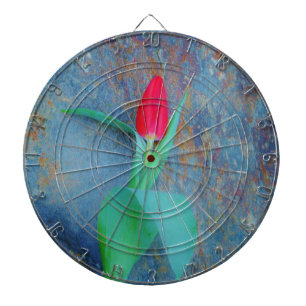 Red Tulp op blauw grijze laat Dartbord