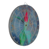 Red Tulp op blauw grijze laat Dartbord (Voorkant Links)