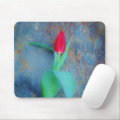 Red Tulp op blauw grijze laat Muismat (Met muis)