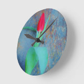 Red Tulp op blauw grijze laat Ronde Klok (Hoek)
