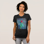 Red Tulp op blauw grijze laat T-shirt (Voorkant volledig)
