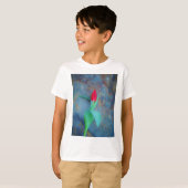 Red Tulp op blauw grijze laat T-shirt (Voorkant volledig)