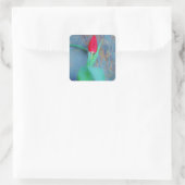 Red Tulp op blauw grijze laat Vierkante Sticker (Tas)