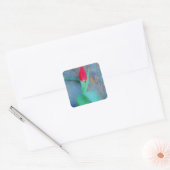 Red Tulp op blauw grijze laat Vierkante Sticker (Envelop)