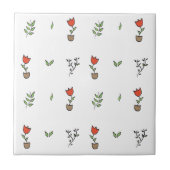 Red Tulp Potlood Plant Pattern Tegeltje (Voorkant)