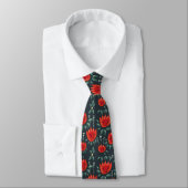 Red Tulps Decorative Abstract Dark Floral Pattern Stropdas (Gebonden)